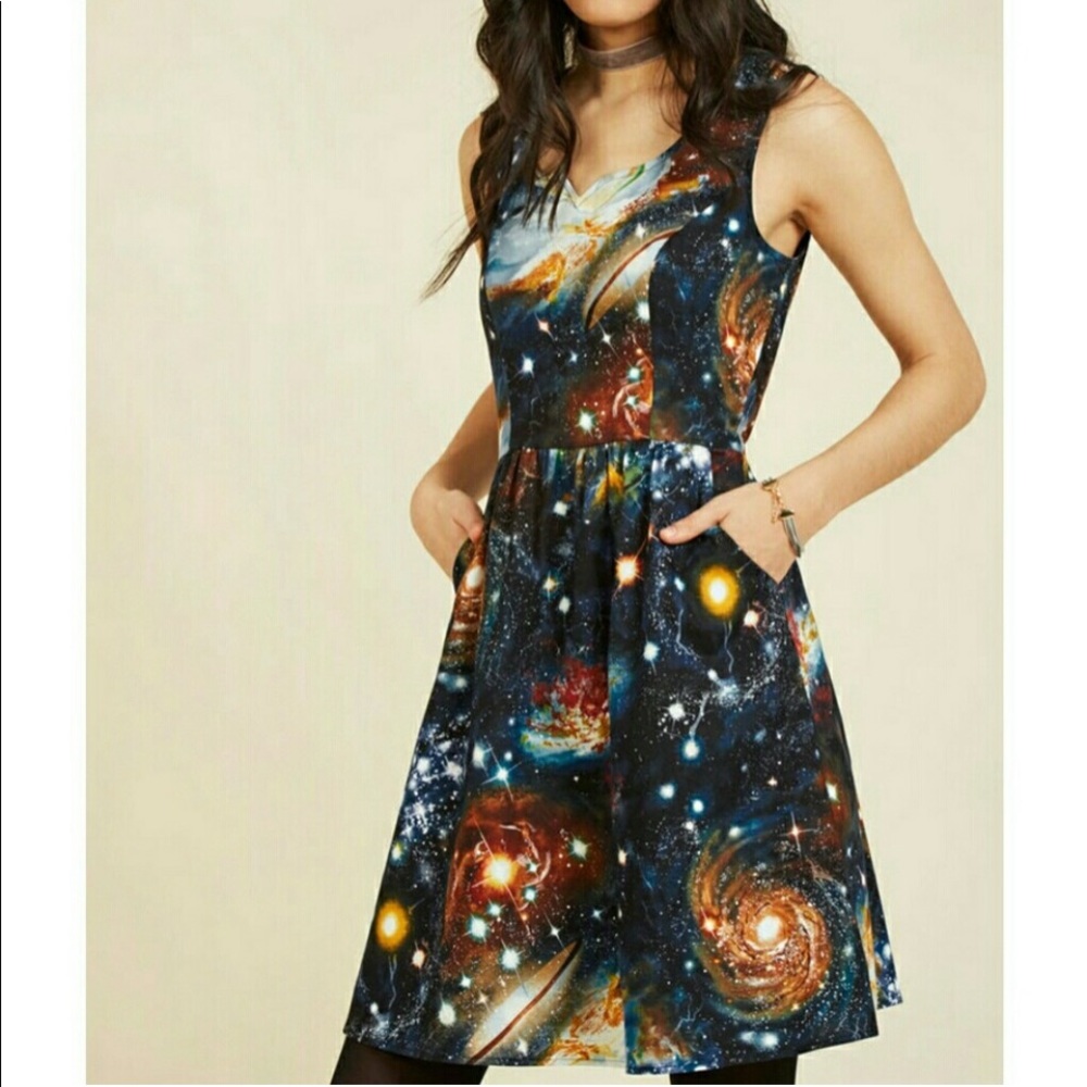 Modcloth Heart and Solar System A-Line Dress